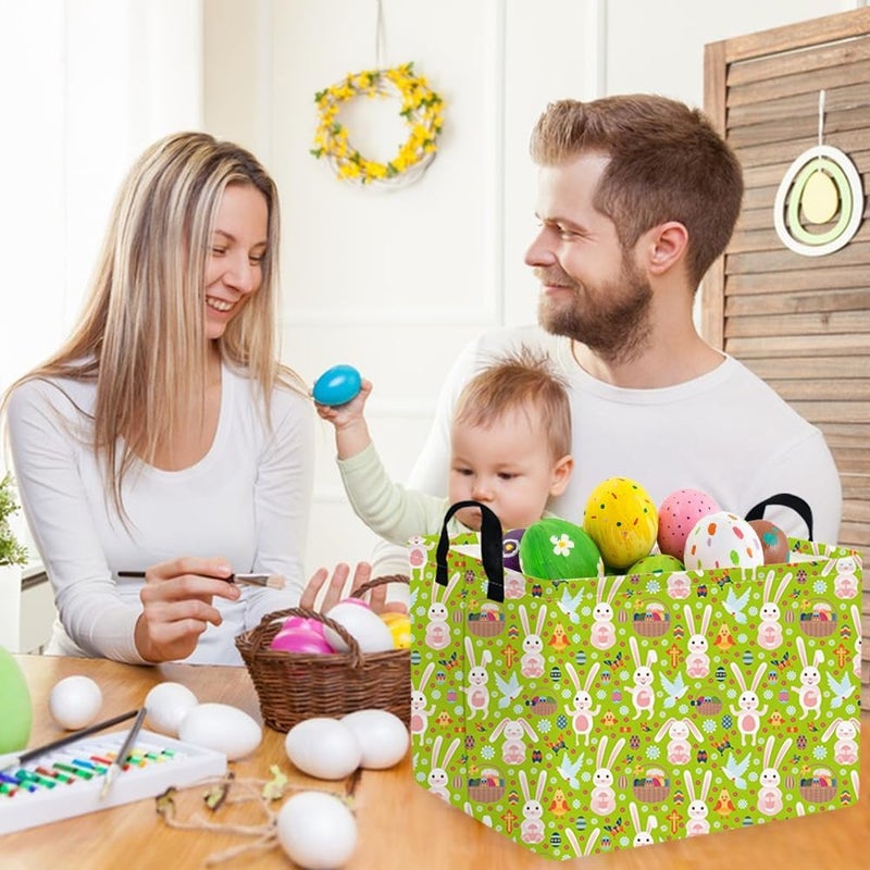 FXOCSHE FXOLCSHE Rectangular Easter basket,Easter basket empty,Kids Toy Storage Basket for baby Bedroom,Toy Gift Organizerm,Kids Storage Bin,Gift bin,Kids home Decor(Green egg) - Image 4
